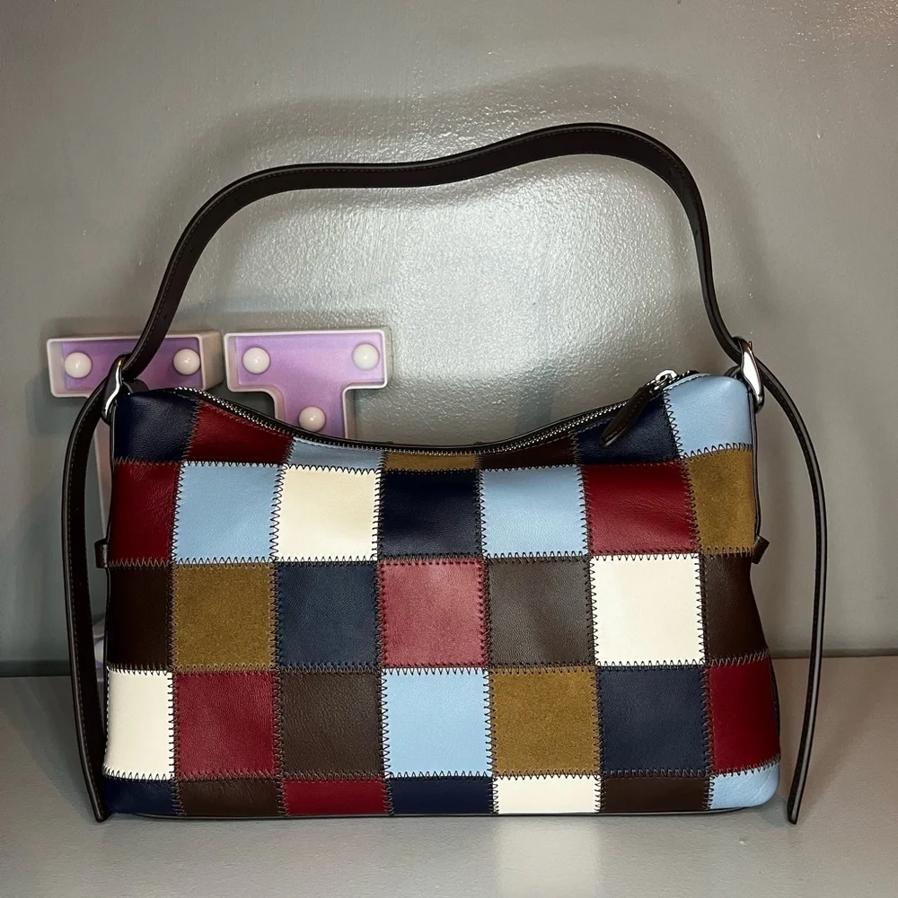 Coach Alter/Ego Shoulder Bag In Checkerboard Upcrafted Leather - Bluebell - Picture 3 of 10